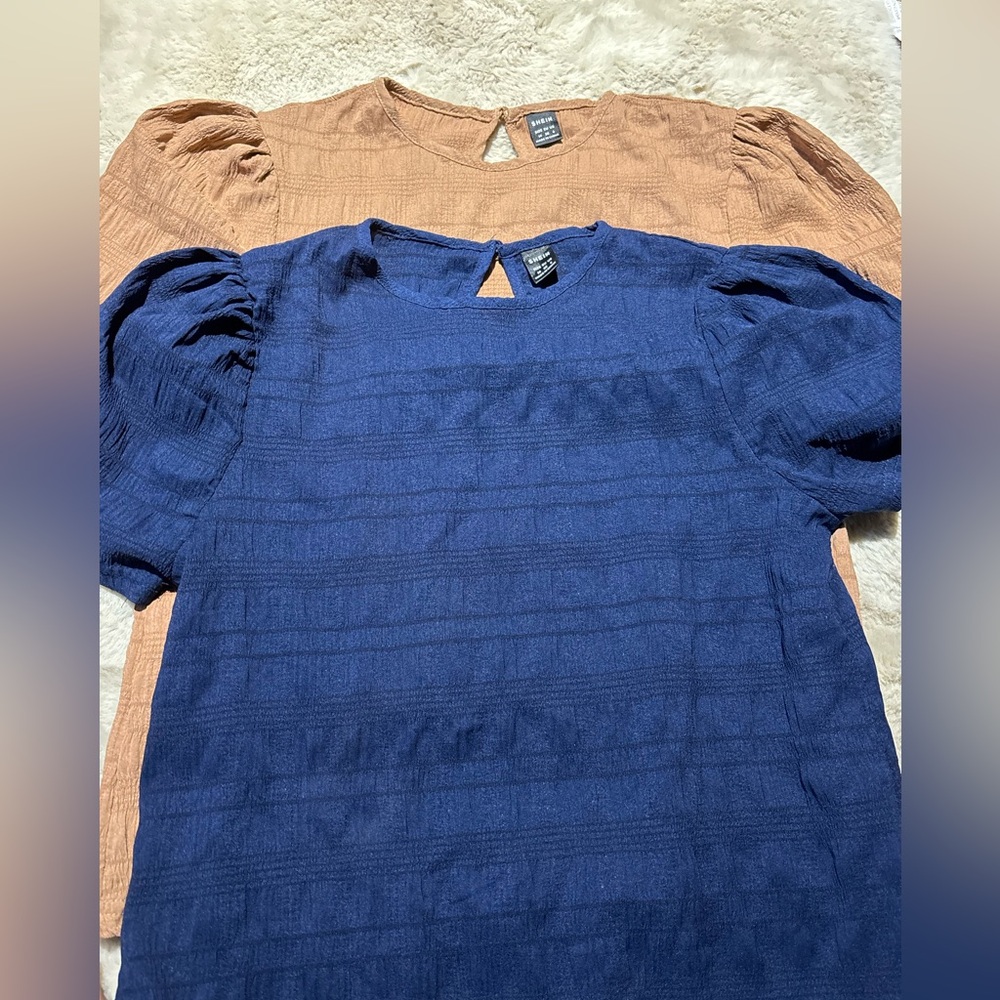 SHEIN Navy and Beige Textured Top Bundle